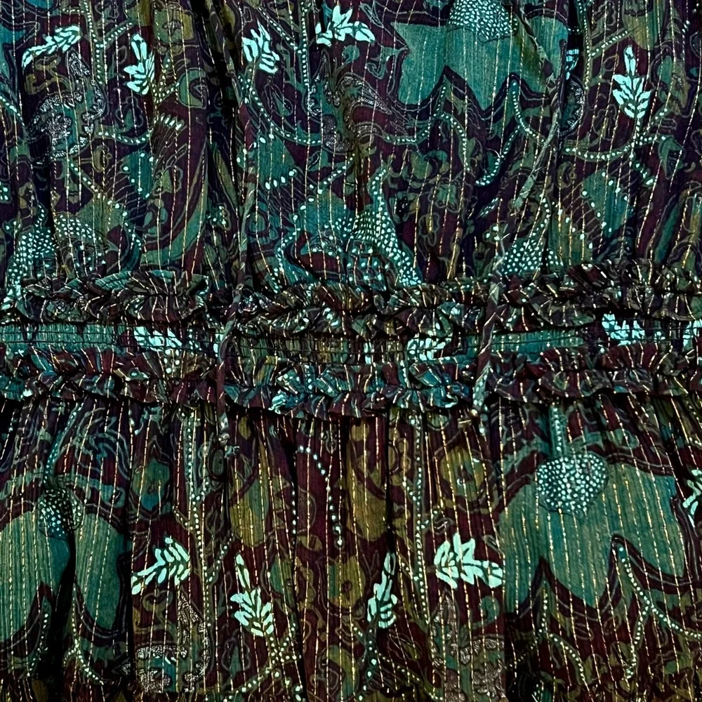 🌺🎉HP🎉🌺 NWT Ulla Johnson Ada Chiffon Mini Dress Rainforest - Picture 15 of 16